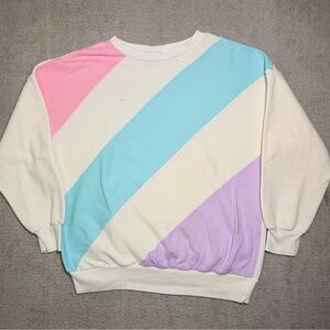 Vintage K.K 80’s Pastel Colorblock Sweatshirt Women’s L Retro Aerobics USA Made